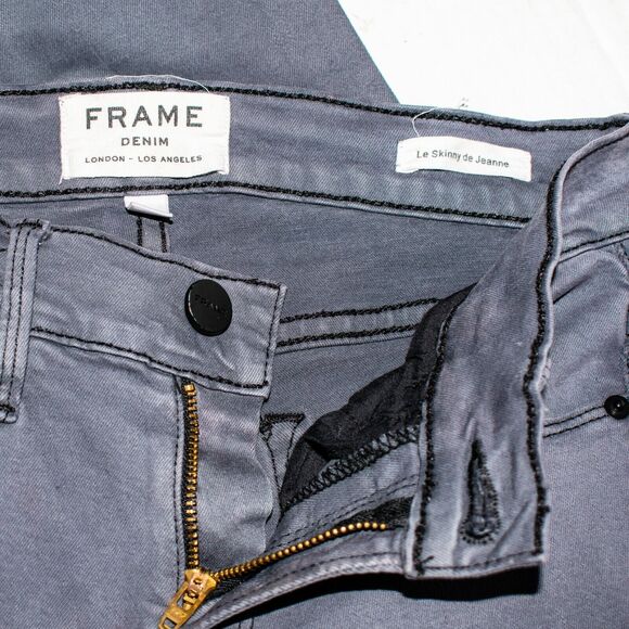 FRAME Denim Le Skinny de Jeanne Jeans in Gray Squid ink Women's size 24 - Picture 2 of 9